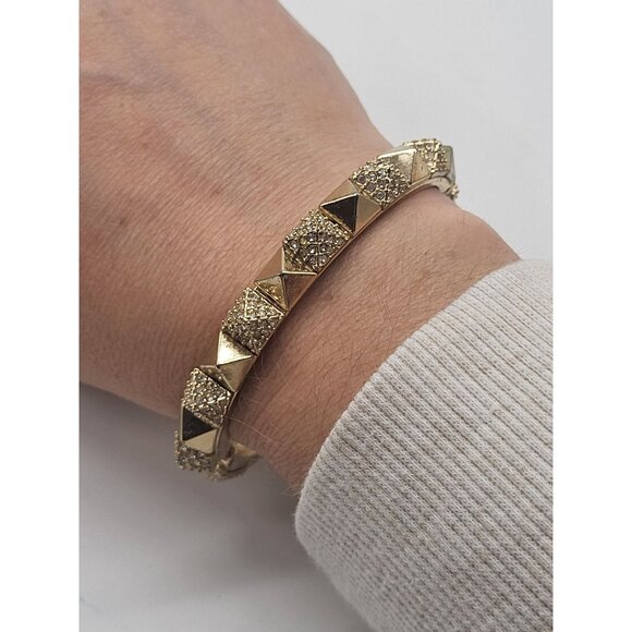 Banana Republic Jewelry - Banana Republic Pavé and Pyramid Stud Hinged Bangle Gold Tone
